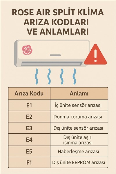 Rose Air Split Klima Arıza Kodları ve Anlamları