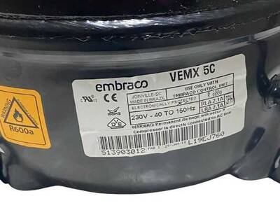Universal Buzdolabı Embraco VEMX 5C 230v - 40 TO 150Hz 3PH Inverter Kompresör R 600a - 3